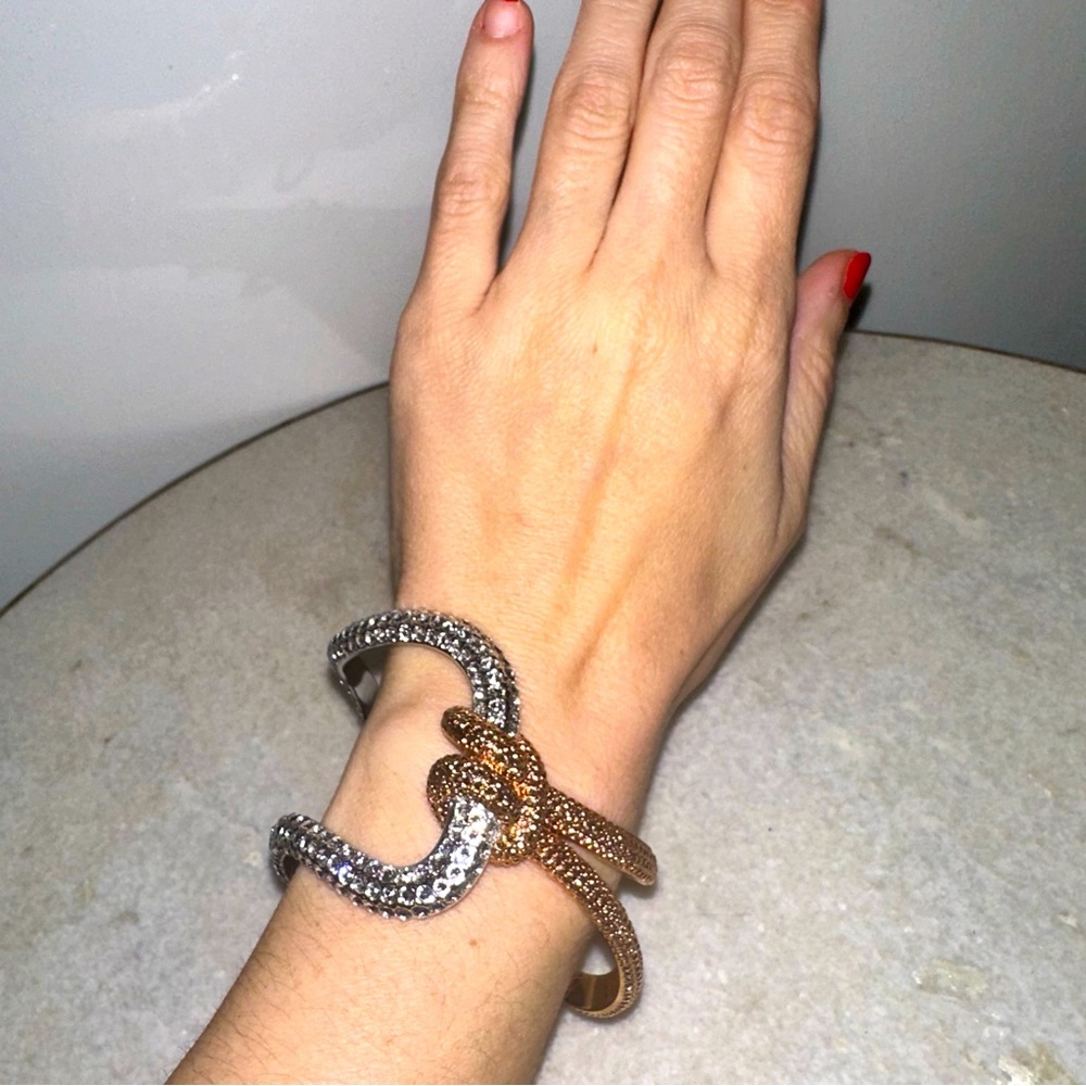 Swarovski Crystal Lifelong Cuff - Rhodium / Rose Gold mix